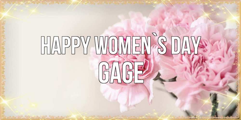 Greetings card с именем, Gage happy women`s day открытка с розовыми цветами в рамочке с подписью на 8 марта Greetings with text for free download 